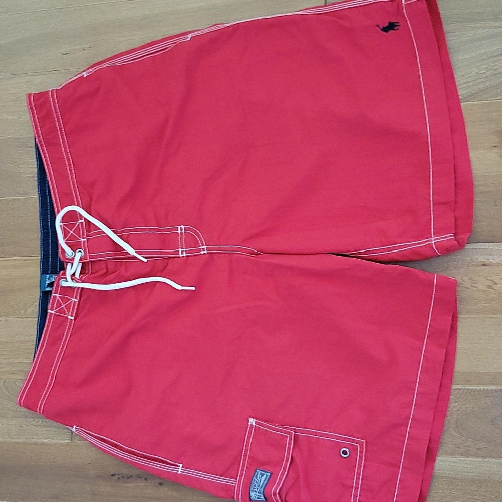 Men's Polo by Ralph Lauren swim trunks red and navy Large. Great condition.
